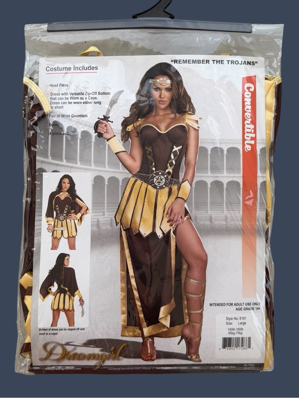 Dreamgirl "Remember The Trojans" Adult Convertible Gladiator/Warrior Costume, L
